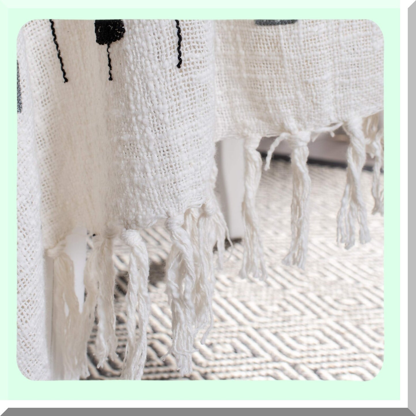 CozyLux Reversible Fringe Throw Blanket - Soft Grey & White Striped Design