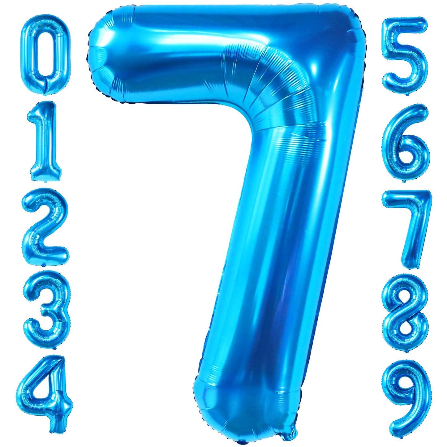Royal Blue Shark 7th Birthday Balloon - Jumbo 40 Inch Number 7 Balloon for Boys and Girls - Blue Birthday Party Decorations - Blue 7 Balloon
