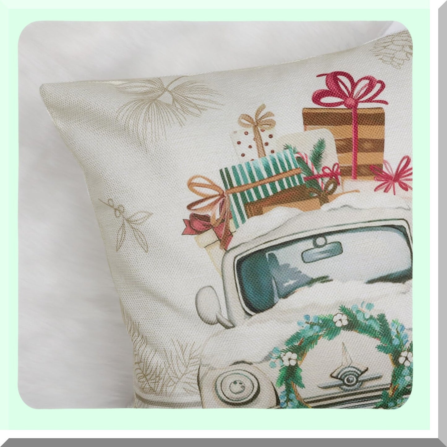 Frosty Forest Holiday Pillow Covers - Set of 4 Winter Reindeer 18x18 Inch Decorative Pillows for Sofa Couch Home Decor with Tree Truck Gloves