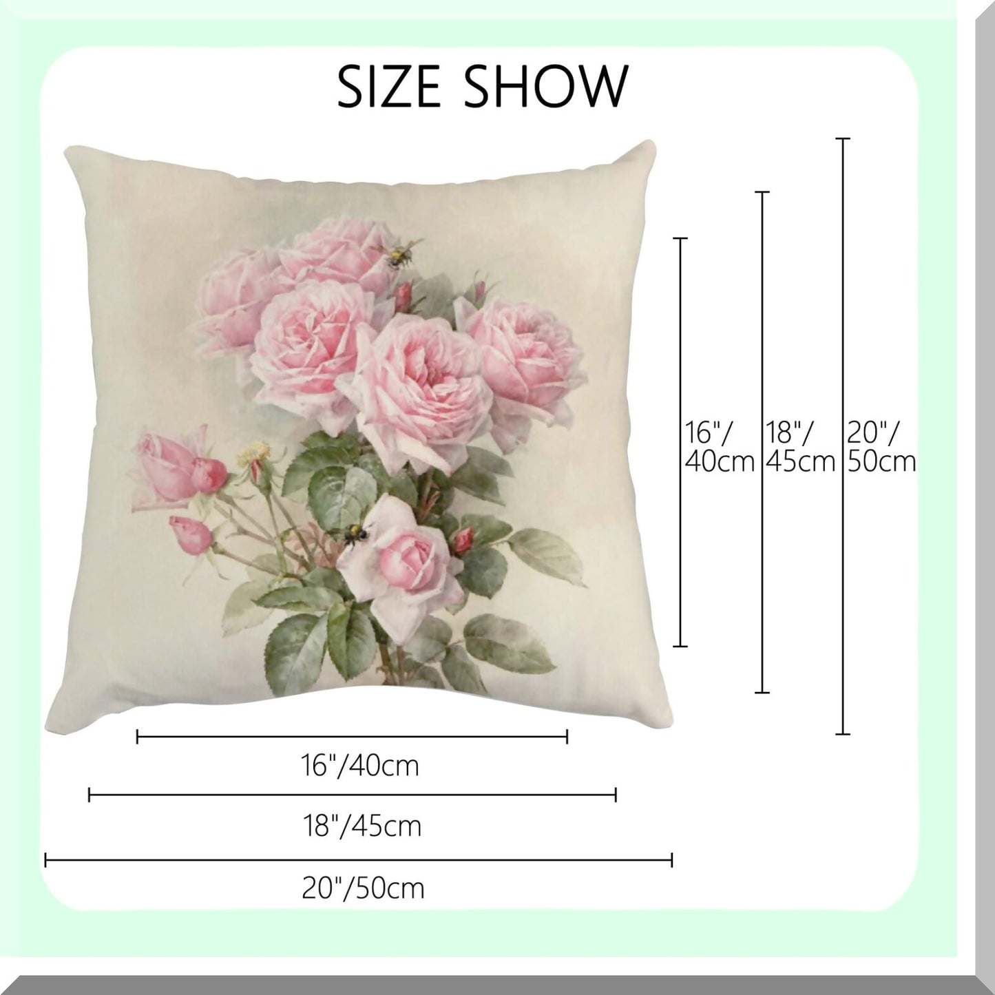 Vintage Rose Soft Square Pillowcase Set - 20x20 Inch Decorative Cushion Covers for Living Room Couch Bed Sofa - Pink Floral Throw Pillow Covers (Set of 2)