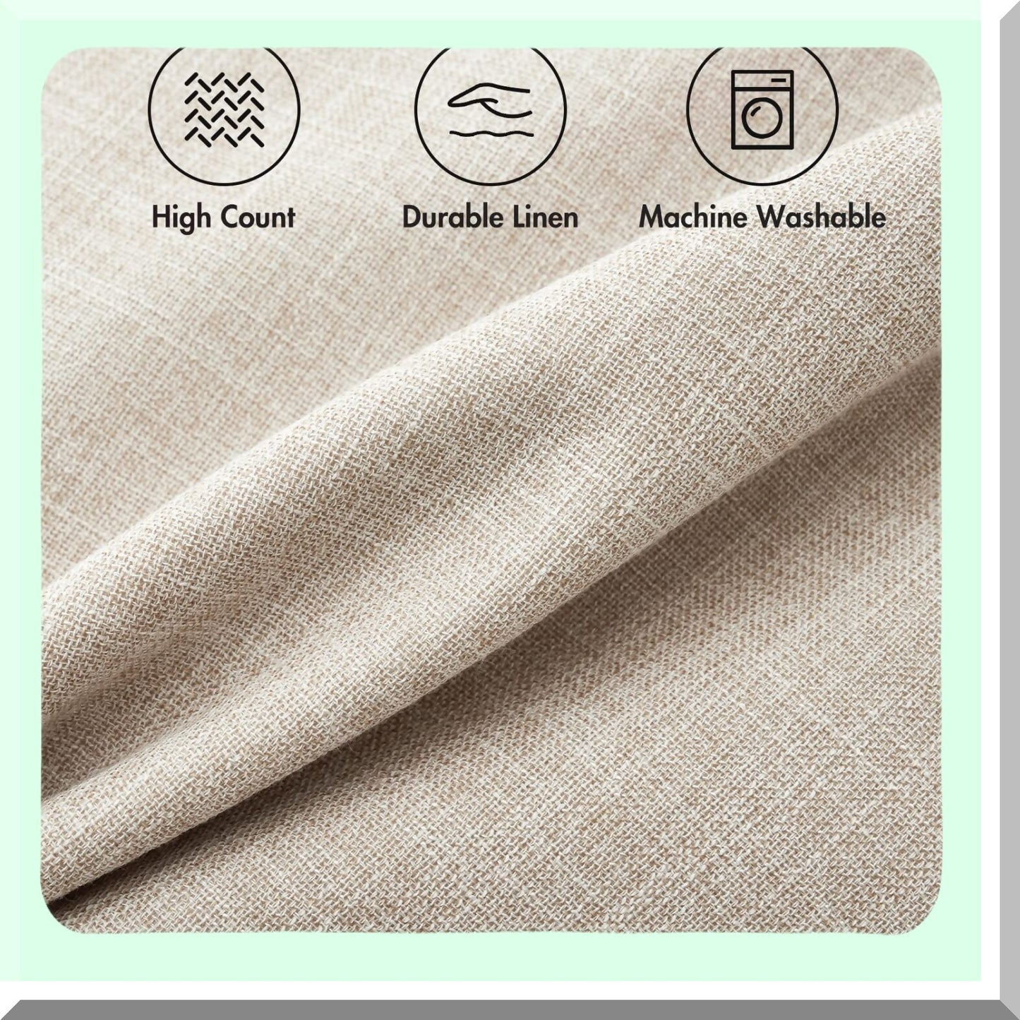 Taupe Linen Burlap Decorative Pillow Covers - Set of 2 | Solid Square Throw Cushion Cases for Sofa, Car, Couch | 18x18 Inch 45x45 cm