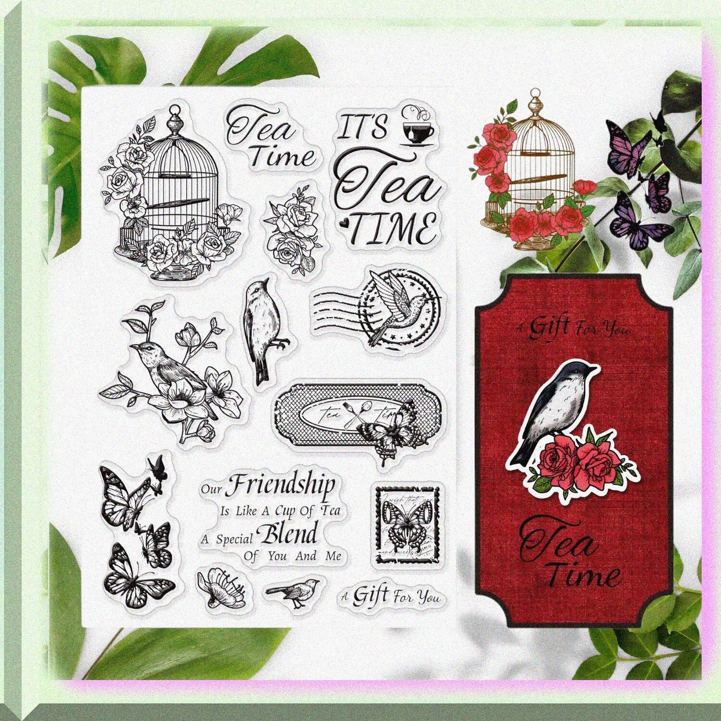 Tea Time Clear Stamps Set for Scrapbooking