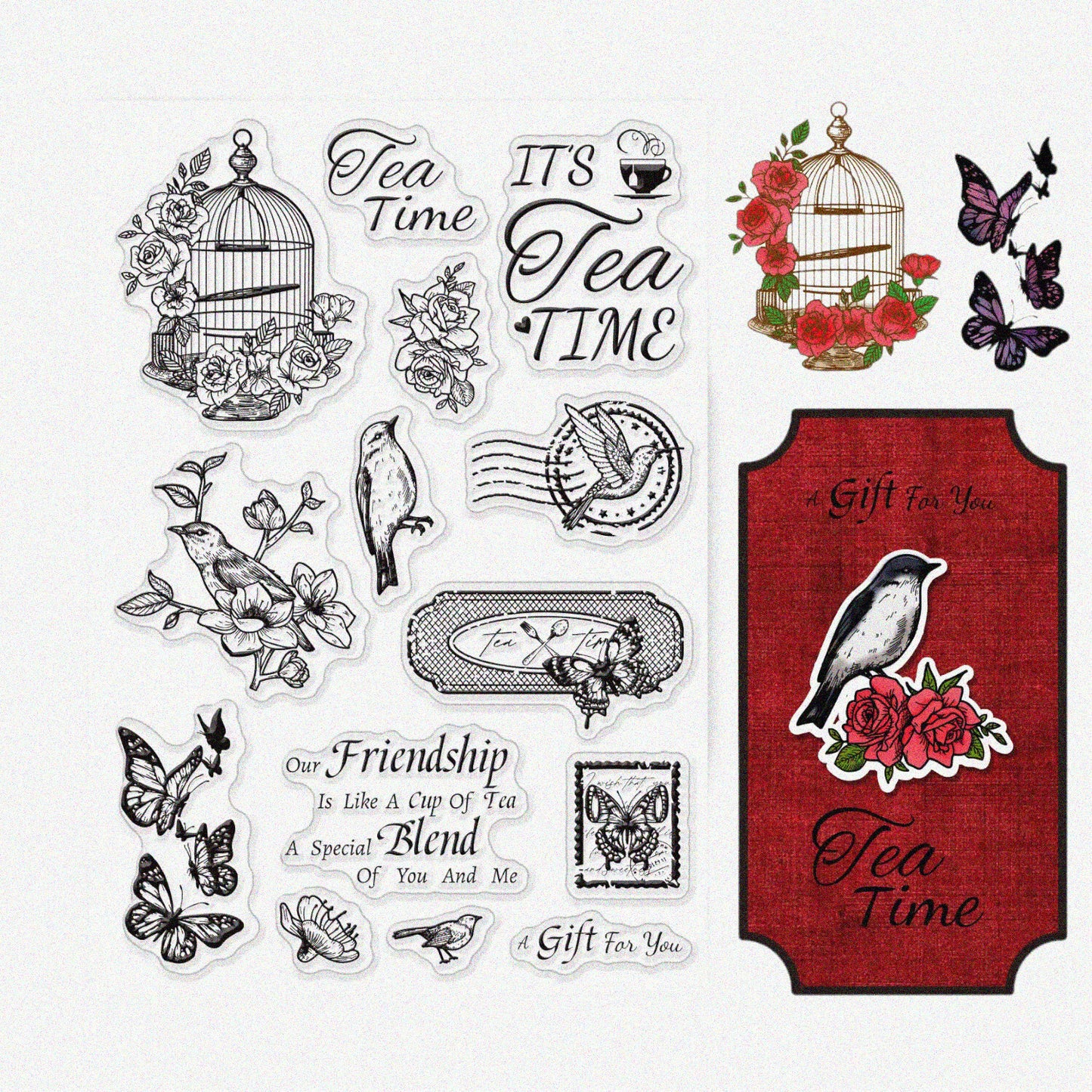 Tea Time Clear Stamps Set for Scrapbooking