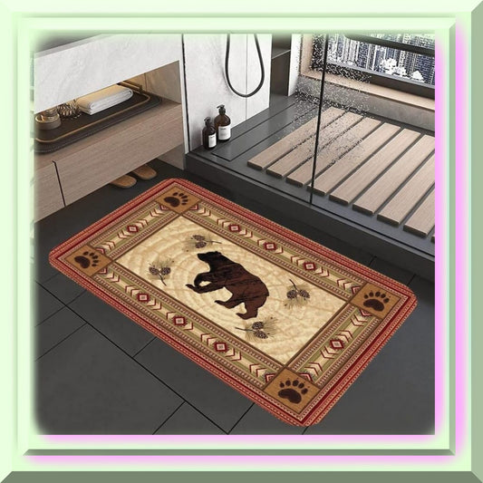 Black Bear Bathroom Rug 17x29 Inches