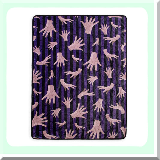 Spooky Comfort: Addams Family Wednesday Thing Raschel Throw Blanket 45x60