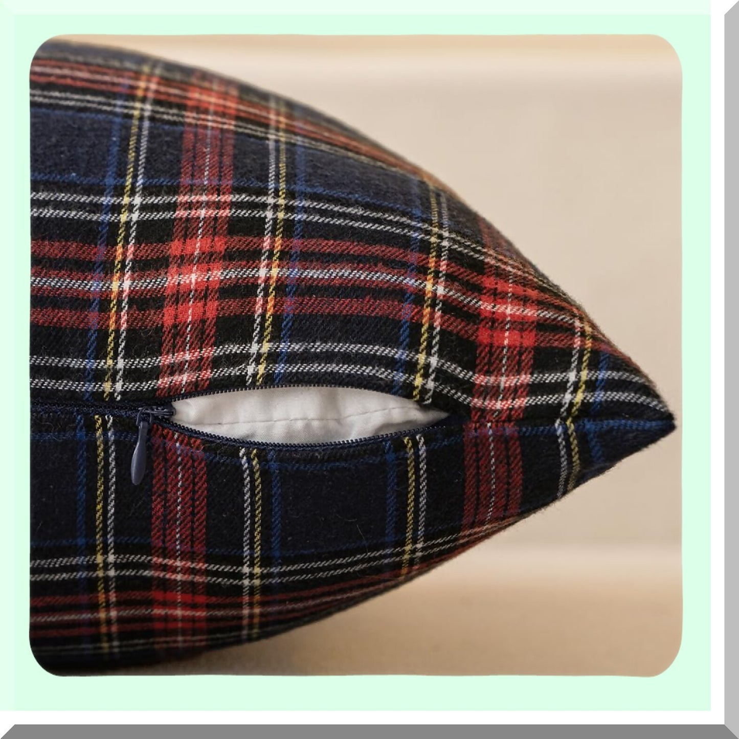 Scottish Plaid Farmhouse Throw Pillow Covers - Set of 2 Decorative Cushion Cases for Sofa Couch, Blue Tartan Square 20x20 Inch