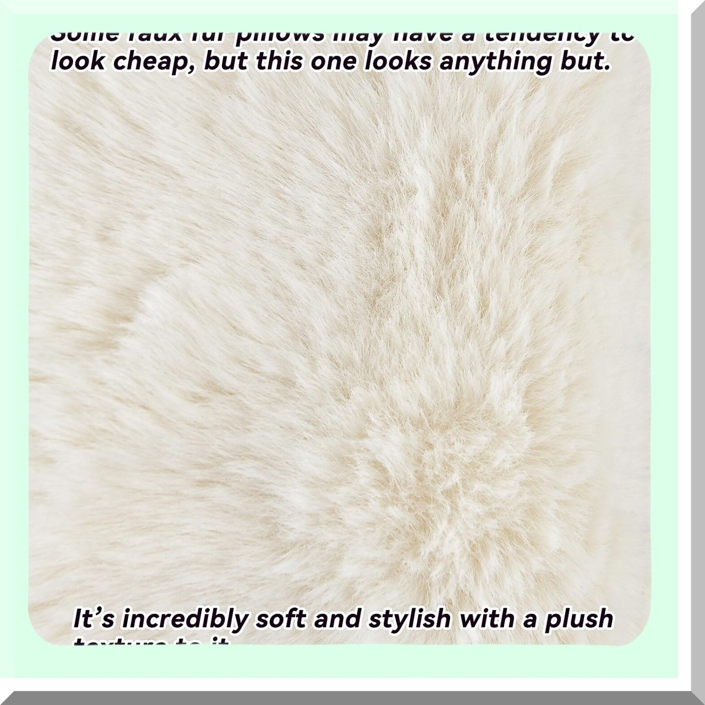 Cozy Rabbit Fuzzy Pillow Covers Set - Super Soft 3D Dense Cushion Case for Couch Sofa Bedroom - Pack of 2 - 18 x 18-Inch Cream White