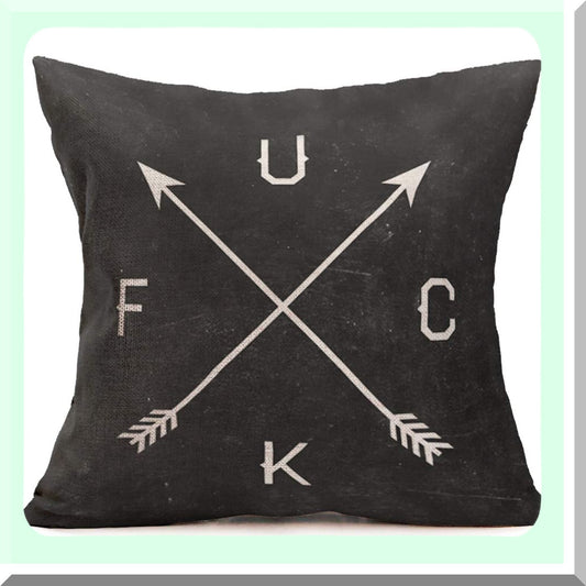 Funny Quote Cotton Linen Pillow Cover - Fuck Comp Pattern Throw Cushion Case - Square 18x18 Inches Black Sofa Decor - Unique Home Accent