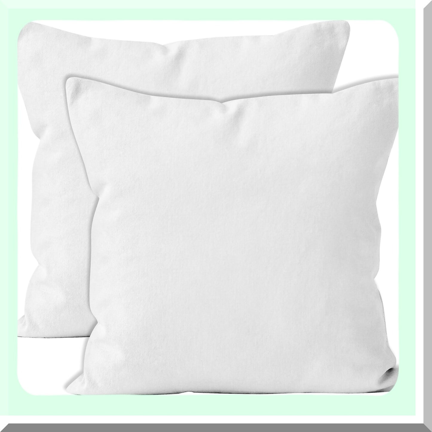 White Canvas Square Throw Pillow Cover Set - 18x18 Inch 2pc Solid Dyed Cotton Accent Cushion Case for Couch Sofa Chair Bed Home Decor - Only Covers