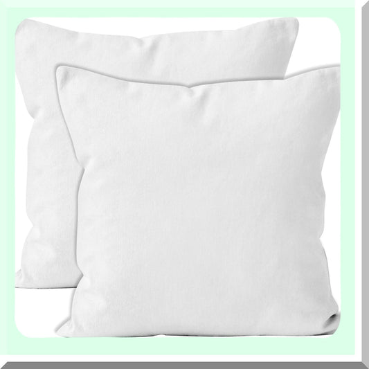 White Canvas Square Throw Pillow Cover Set - 18x18 Inch 2pc Solid Dyed Cotton Accent Cushion Case for Couch Sofa Chair Bed Home Decor - Only Covers
