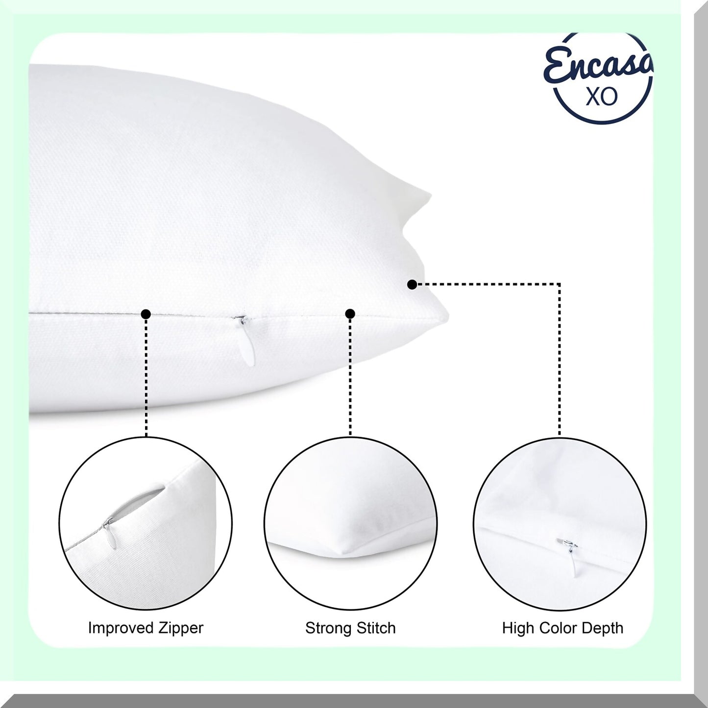 White Canvas Square Throw Pillow Cover Set - 18x18 Inch 2pc Solid Dyed Cotton Accent Cushion Case for Couch Sofa Chair Bed Home Decor - Only Covers