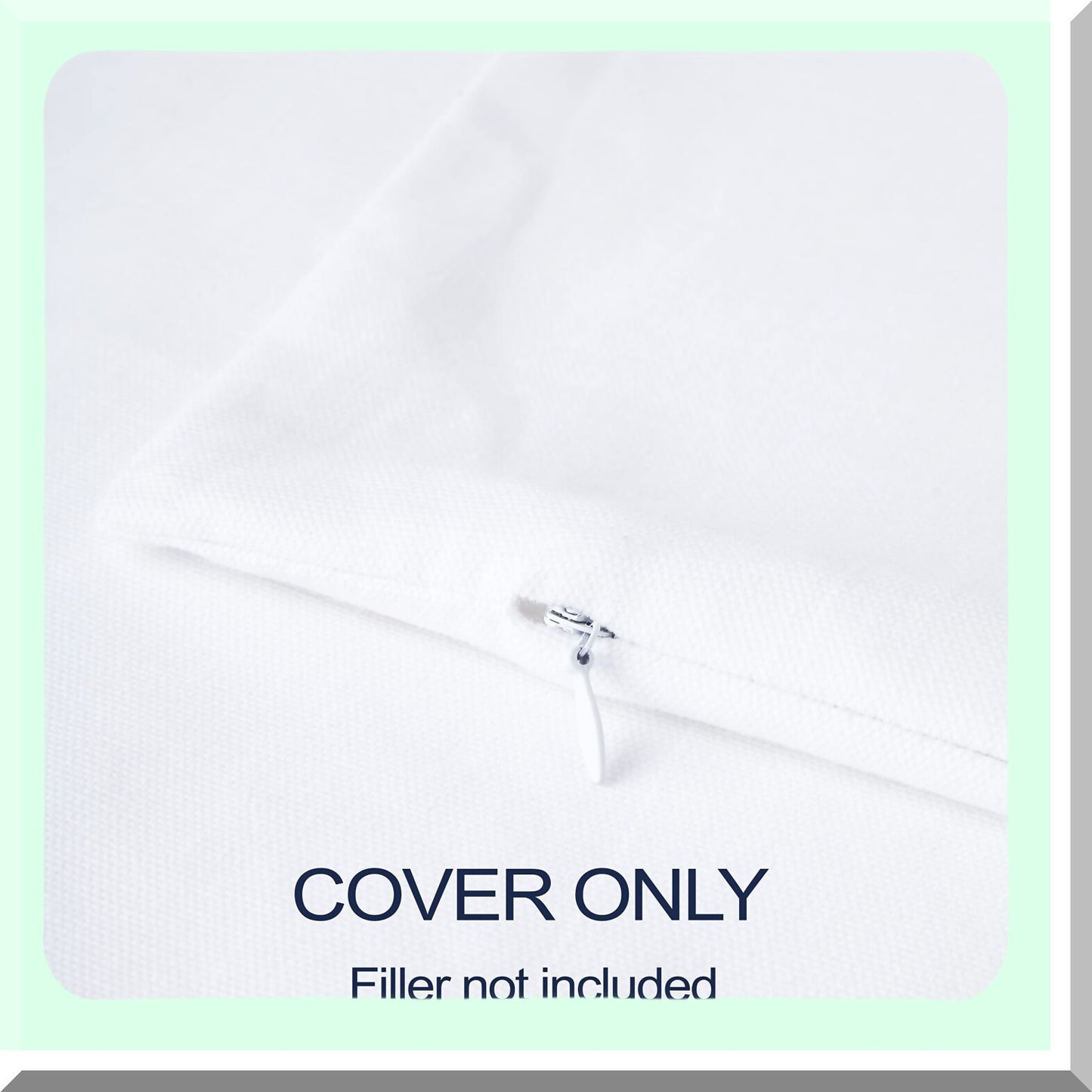 White Canvas Square Throw Pillow Cover Set - 18x18 Inch 2pc Solid Dyed Cotton Accent Cushion Case for Couch Sofa Chair Bed Home Decor - Only Covers