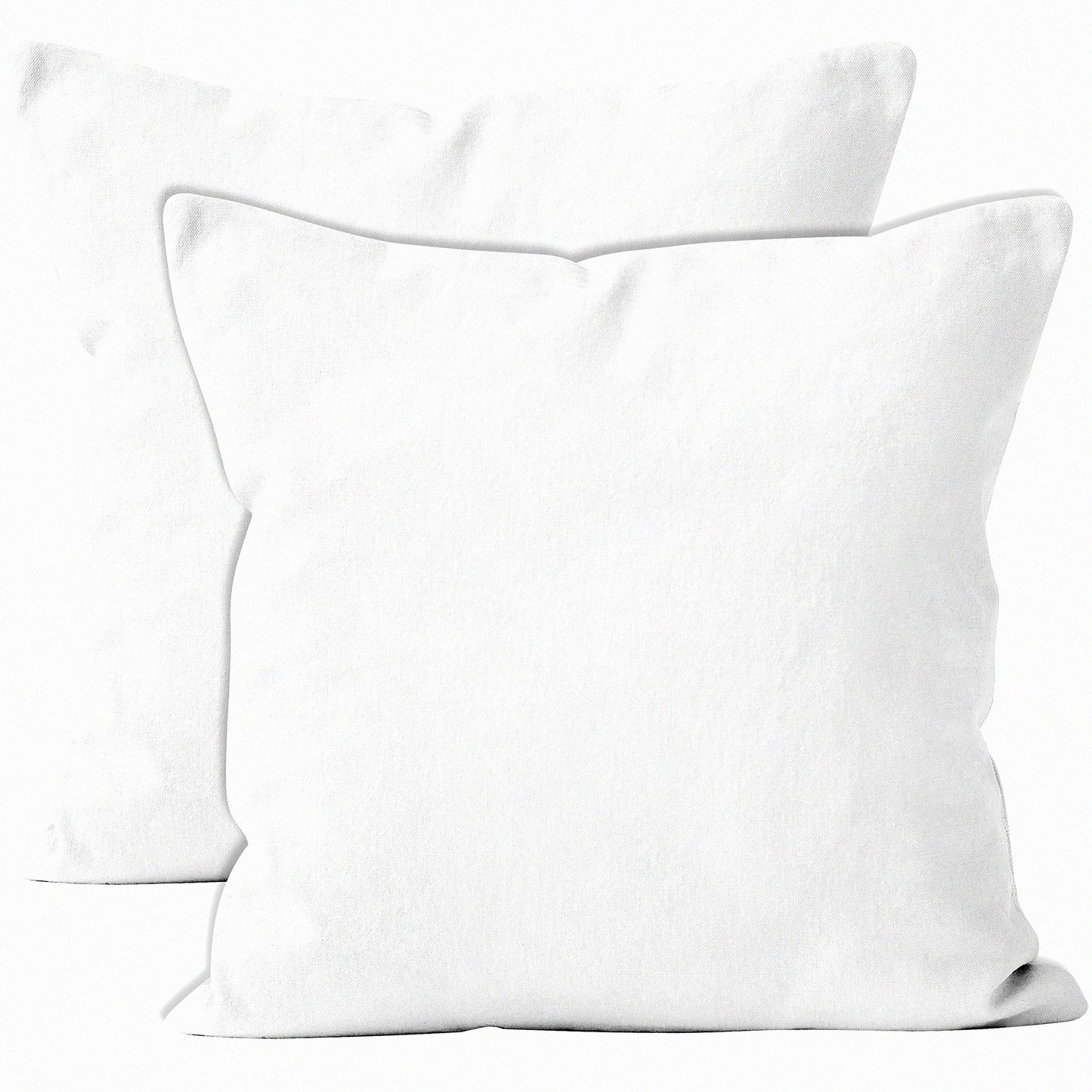 White Canvas Square Throw Pillow Cover Set - 18x18 Inch 2pc Solid Dyed Cotton Accent Cushion Case for Couch Sofa Chair Bed Home Decor - Only Covers