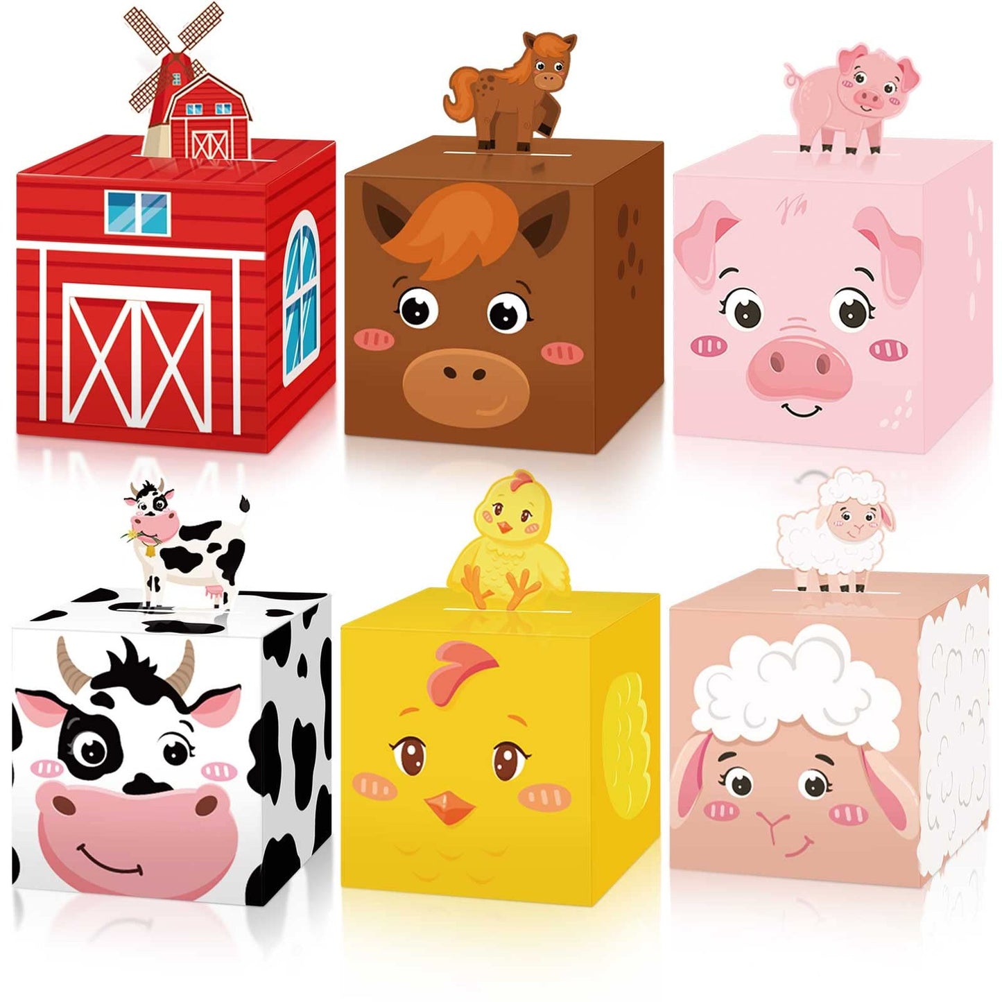 Barnyard Bash Treat Boxes - 48 Pack Farm Party Favor Goody Bags for Kid's Birthday & Baby Shower. Farmhouse Candy Treat Boxes for Happy Celebrations!