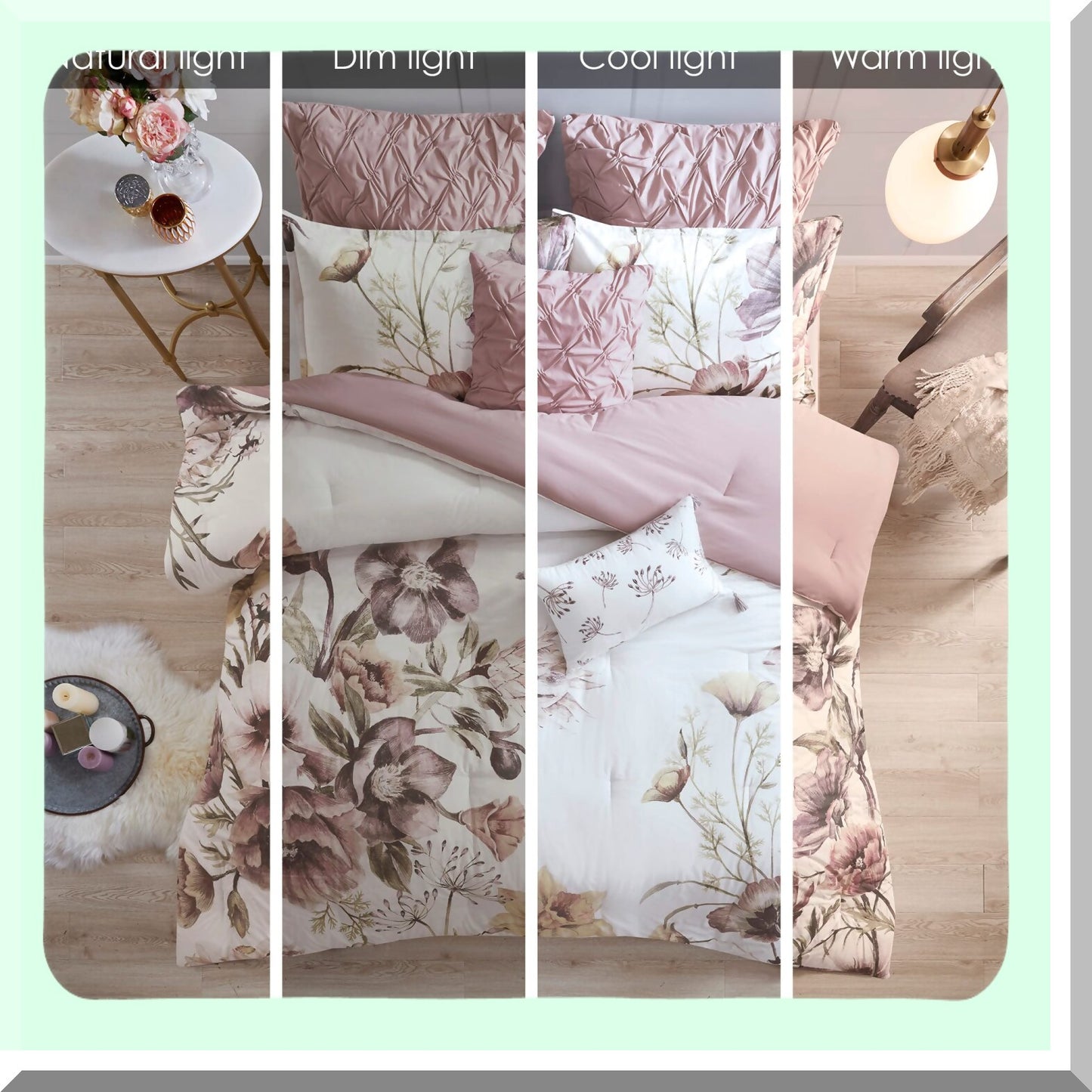 Floral Bliss Cotton Blend Duvet Set - All Season Comforter Cover Bedding Set with Matching Shams - Full/Queen Size - Breathable and Beautiful - Blush 3 Piece
