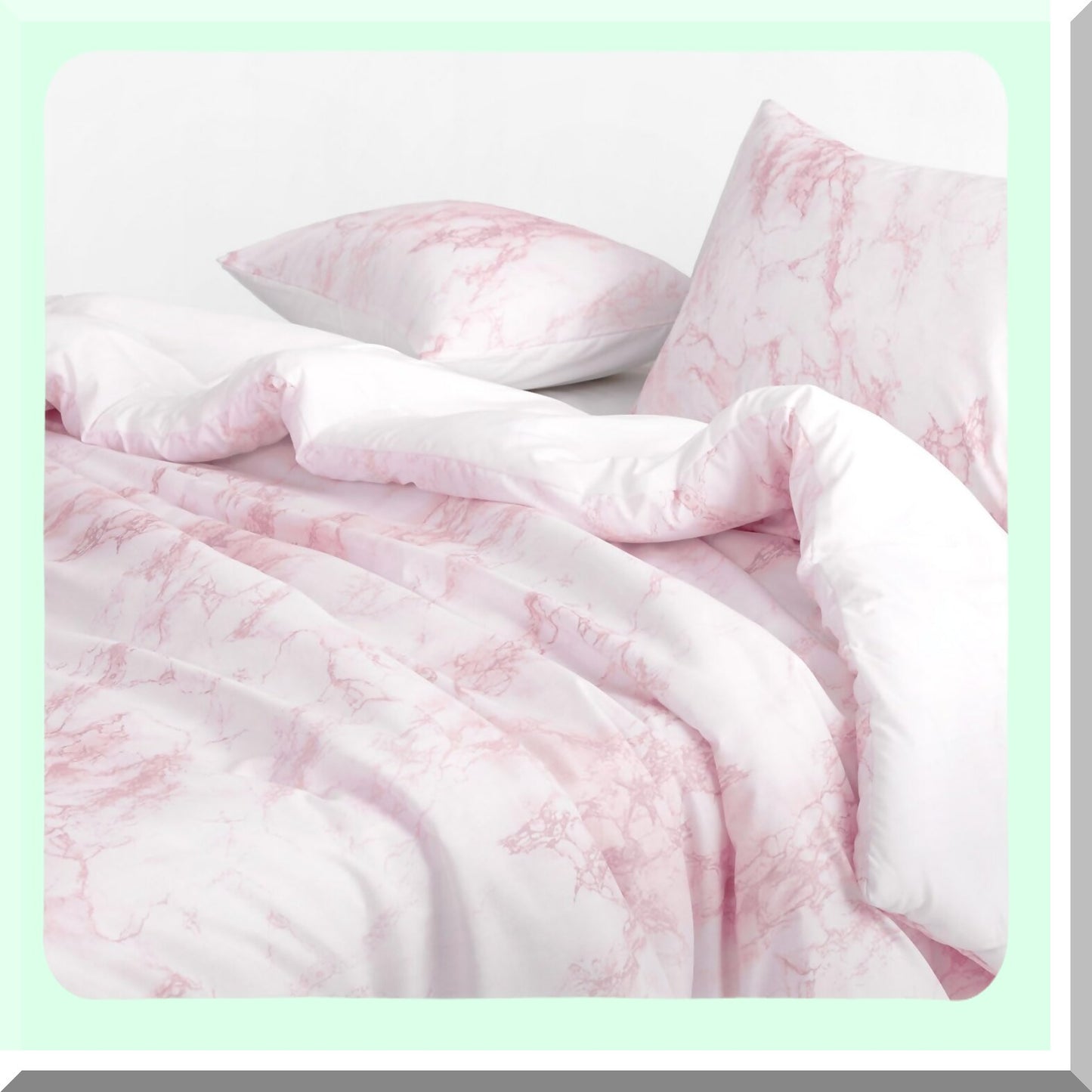 Blush Marble Dream Queen Comforter Set - 3 Piece Lightweight Bedding for Women & Girls - Cute Neutral Aesthetic in Pink & White - Queen Size