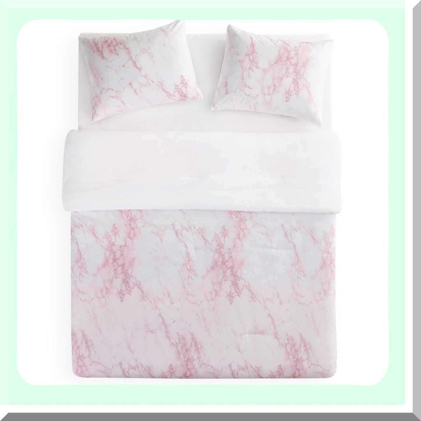 Blush Marble Dream Queen Comforter Set - 3 Piece Lightweight Bedding for Women & Girls - Cute Neutral Aesthetic in Pink & White - Queen Size