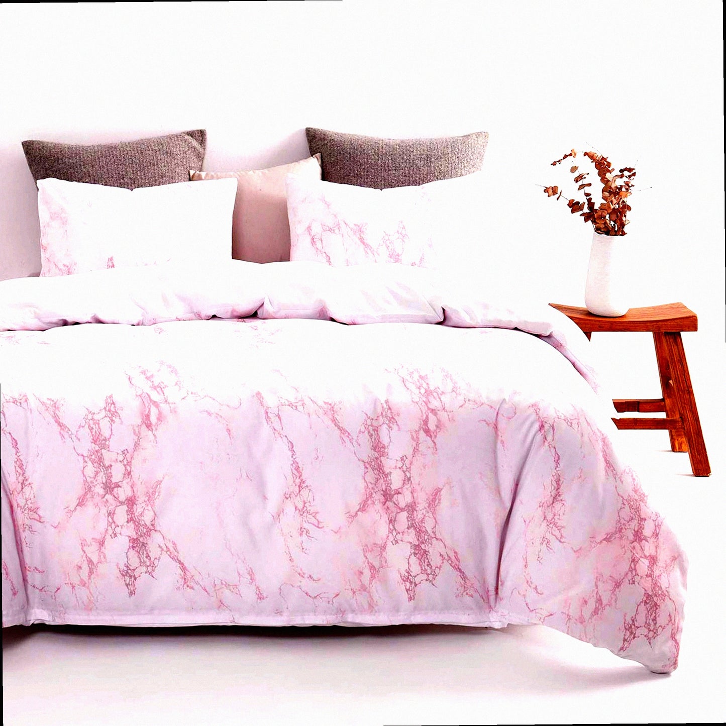 Blush Marble Dream Queen Comforter Set - 3 Piece Lightweight Bedding for Women & Girls - Cute Neutral Aesthetic in Pink & White - Queen Size