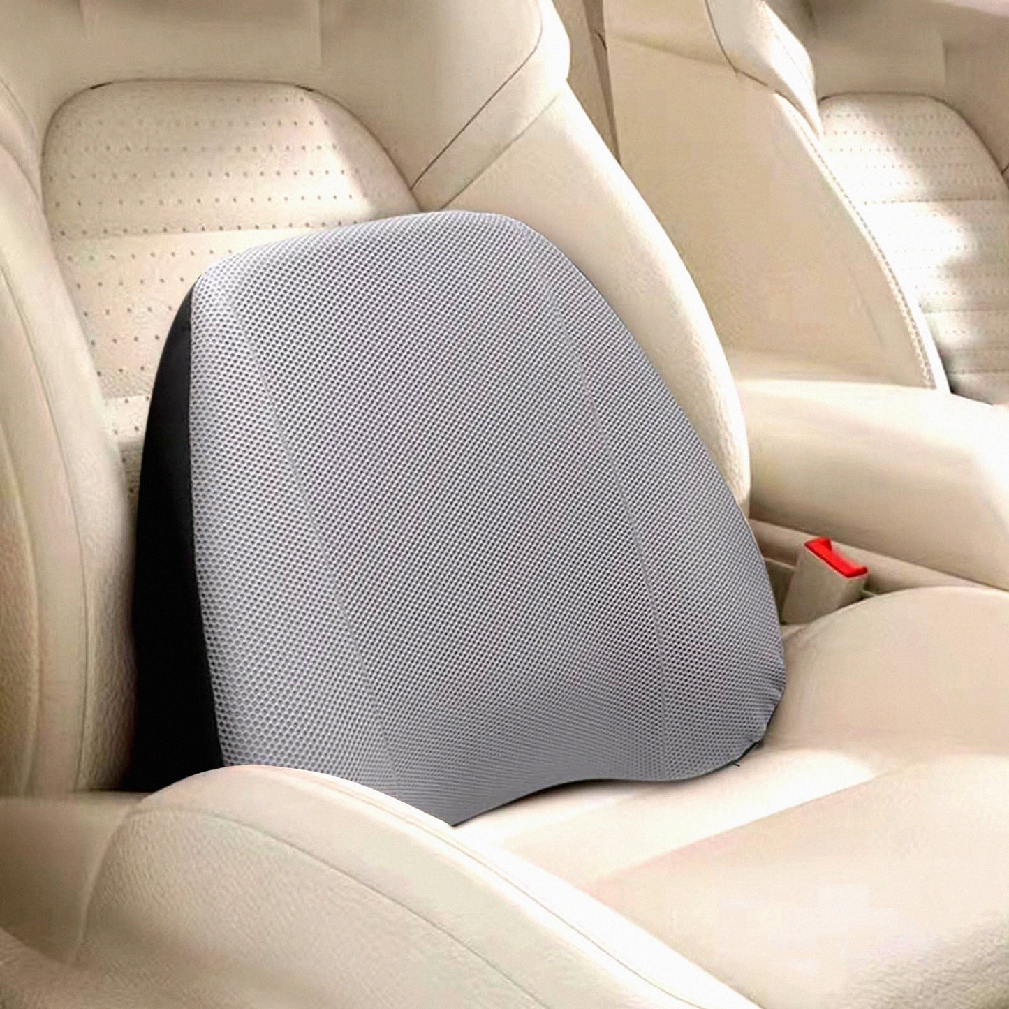 MemoryFoam LumbarEase Pillow - Adjustable Strap, Breathable Cover, Ergonomic Design for Back Pain Relief & Softness Support - Gray