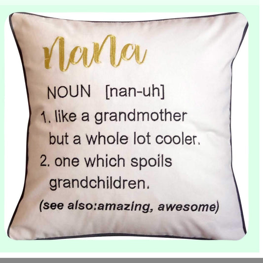 Nana's Embroidered Definition Pillow - Decorative 18x18 Throw Cover