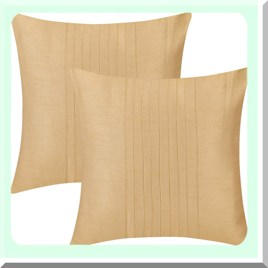 Luxury Gold Pin Tuck Pillow Set - 20x20 Inches - Set of 2 - Decorative Throw Pillows - Elegant Home Decor - Cushion Covers - Golden Accent Pillows