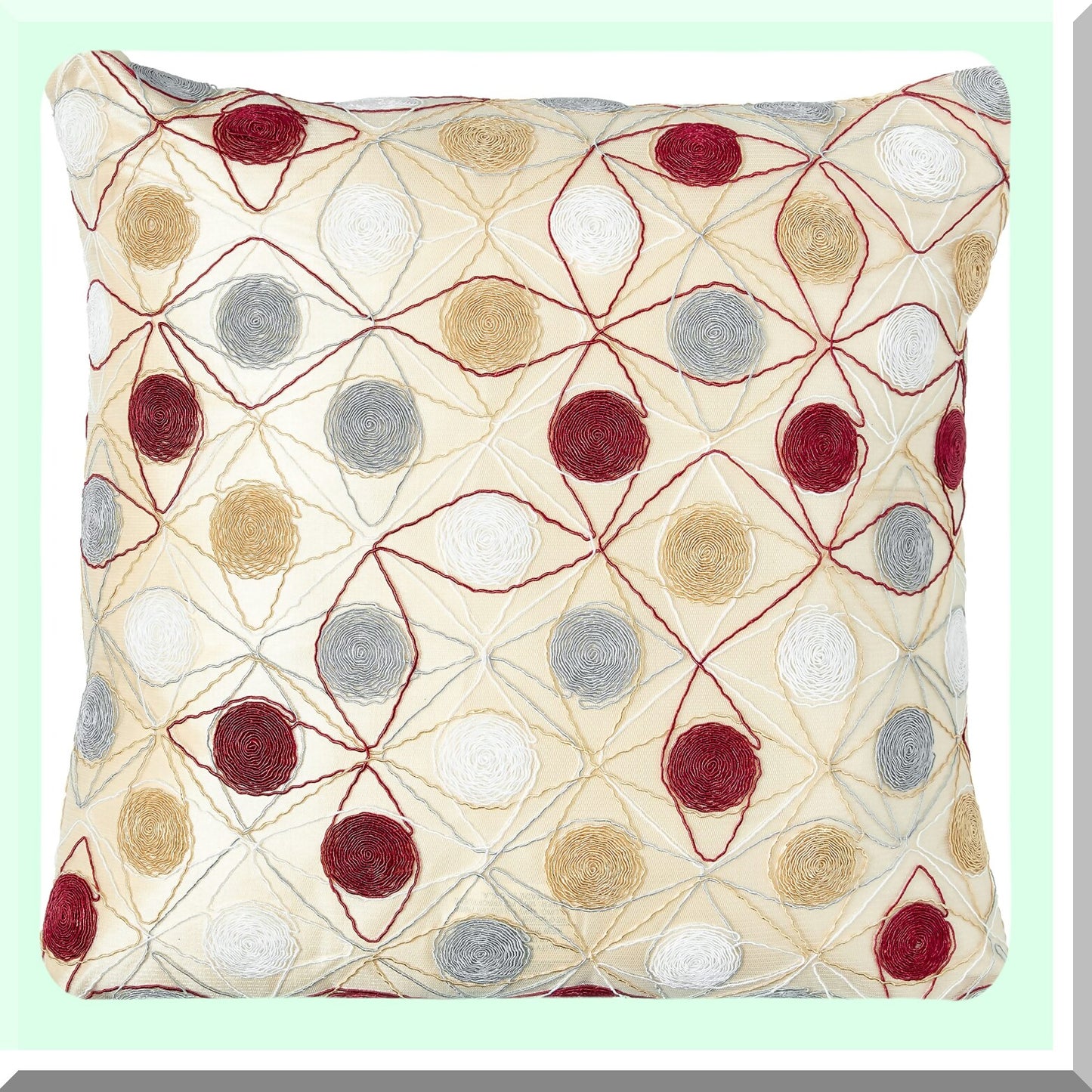 Geometric Silky Gold Pillowcase - Luxurious Polyester Embroidered Throw Pillow with Elegant String Art Pattern for Home Decor - 18" x 18"