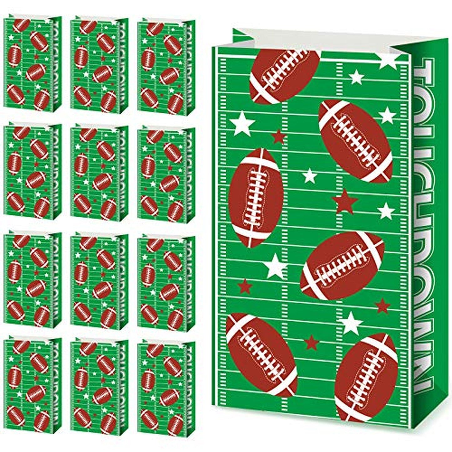 Football Theme Party Favor Bags with Touchdown Design, 30 Pack
