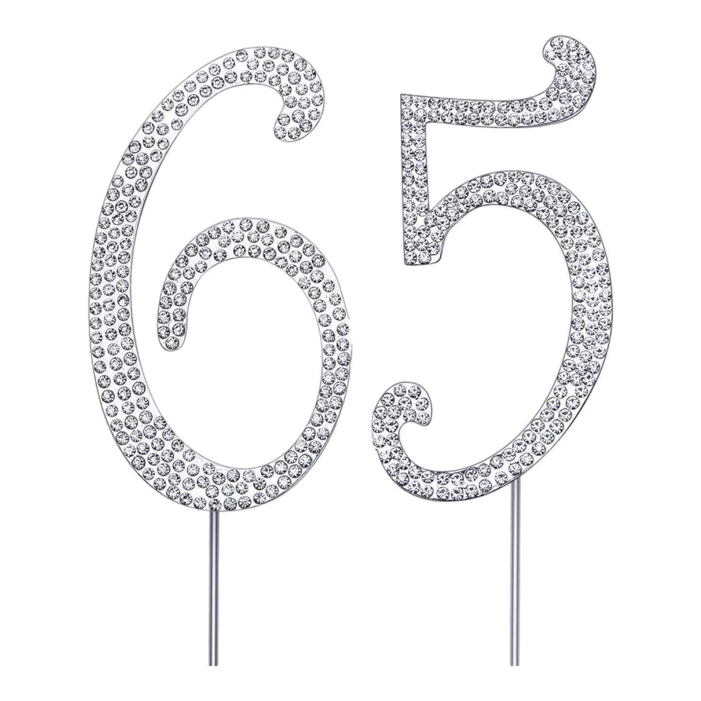 Sparkly 65th Birthday Cake Topper with Rhinestones