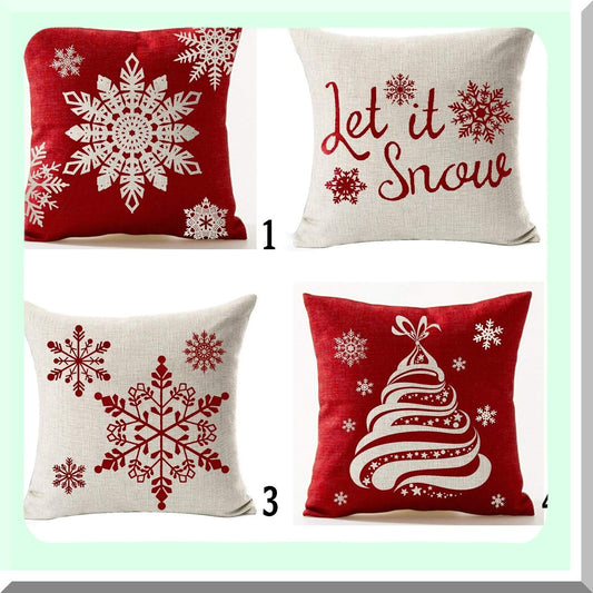 Winter Wonderland Snowflake Beige Throw Pillow Cover - Festive Holiday Decor for Christmas - Personalized Merry Cotton Linen Cushion Case - 18" Square