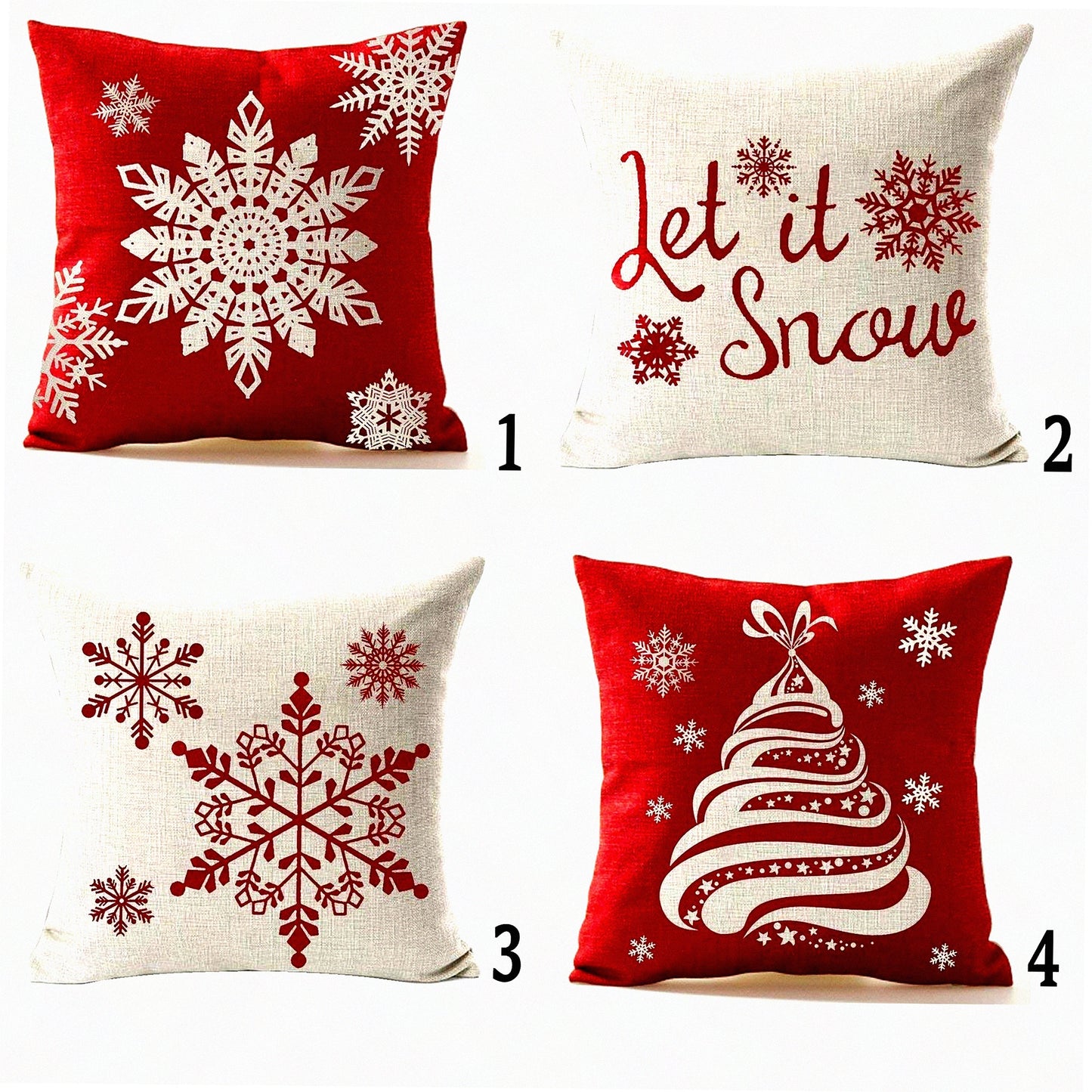 Winter Wonderland Snowflake Beige Throw Pillow Cover - Festive Holiday Decor for Christmas - Personalized Merry Cotton Linen Cushion Case - 18" Square