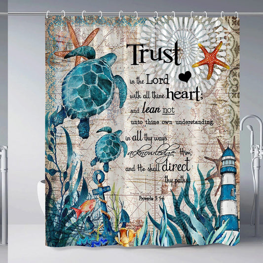 Green Sea Turtle Shower Curtain 70x70 Inch