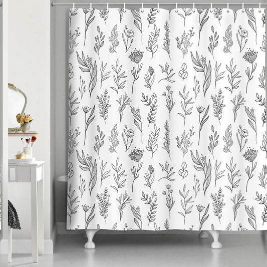 Plant Leaves Shower Curtain Set Waterproof 72x72 Inch