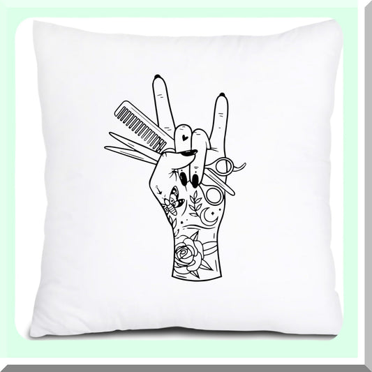 Hair Stylist Scissors Throw Pillow Cover - Barber Beauty Salon Decor - Hairdresser Gift - Couch Bed Sofa Pillowcase - 18x18 inch - Stylist Pillows