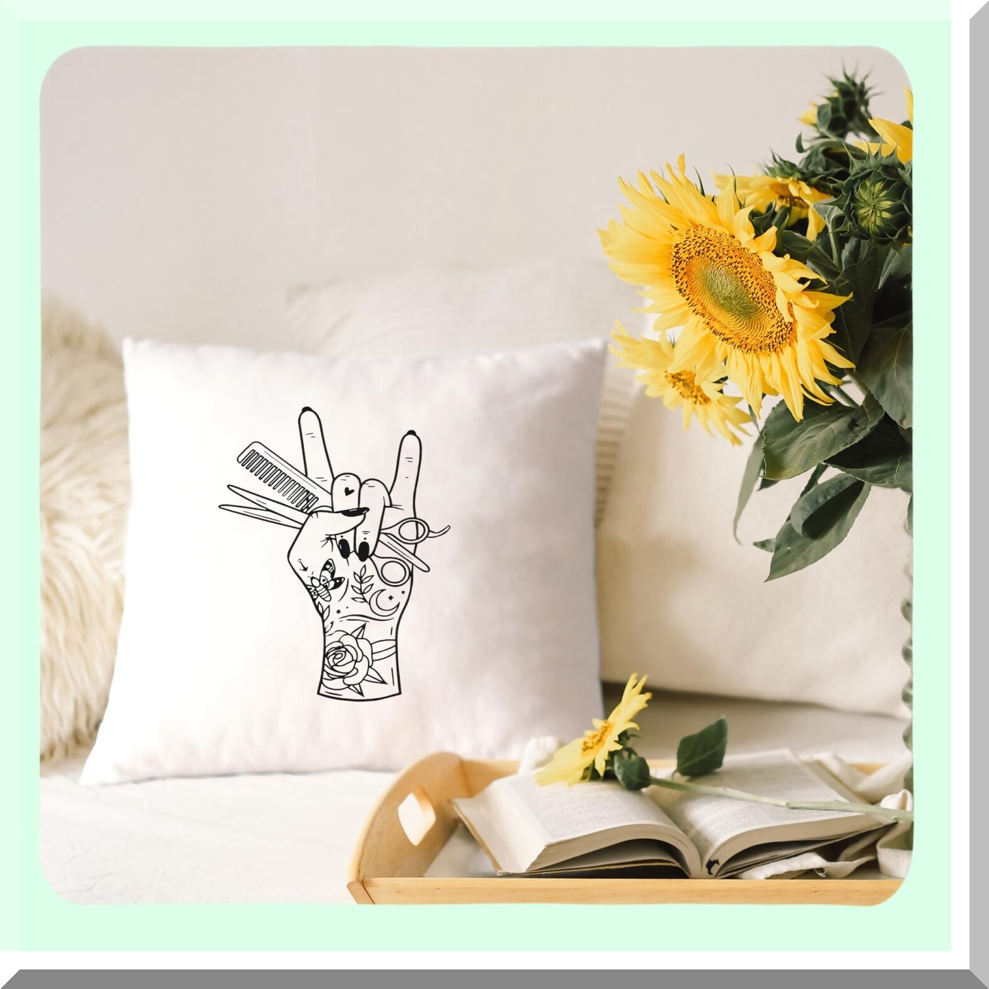 Hair Stylist Scissors Throw Pillow Cover - Barber Beauty Salon Decor - Hairdresser Gift - Couch Bed Sofa Pillowcase - 18x18 inch - Stylist Pillows