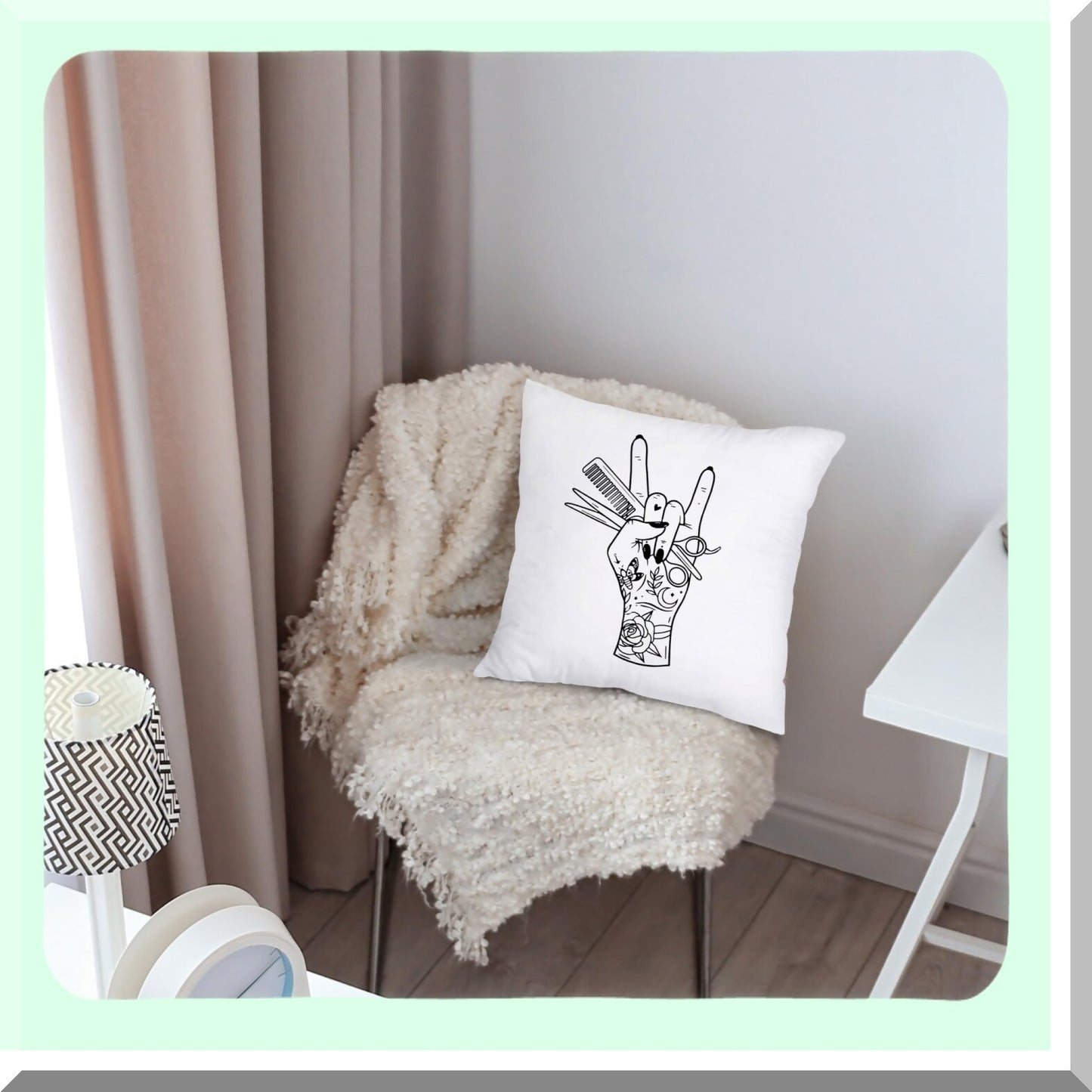 Hair Stylist Scissors Throw Pillow Cover - Barber Beauty Salon Decor - Hairdresser Gift - Couch Bed Sofa Pillowcase - 18x18 inch - Stylist Pillows