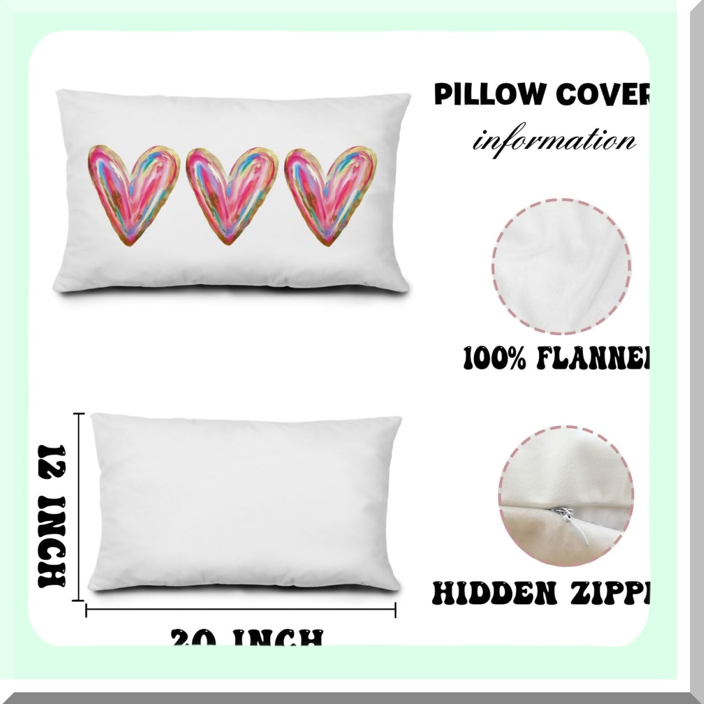 Heartfelt Love Pillow Covers - Valentines Decor for Sofa Couch, Romantic Gifts for Valentines Day - Set of 2 Valentines Heart 12x20 Throw Pillow Covers