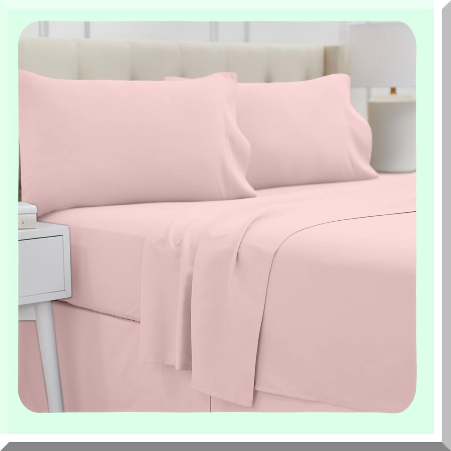 Luxury Linen Light Pink Bedding Set - Soft Microfiber Sheets & Pillowcases, Extra Deep Pocket, Breathable Wrinkle & Fade Resistant, Easy Care Machine Washable - 4 Piece Full Bed Sheet Set