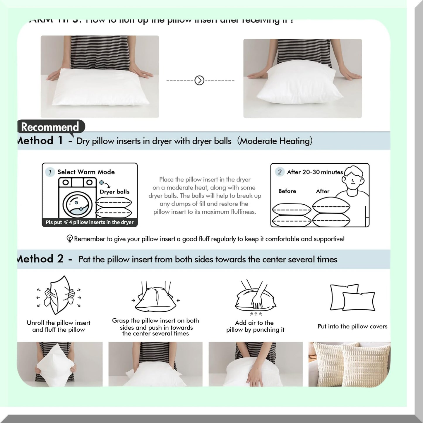 FluffySquare Pillow Set - Premium Inserts for Living Room Sofa Couch Bed - Decorative Throw Pillows - Sham Stuffer - 18x18 - Pack of 2