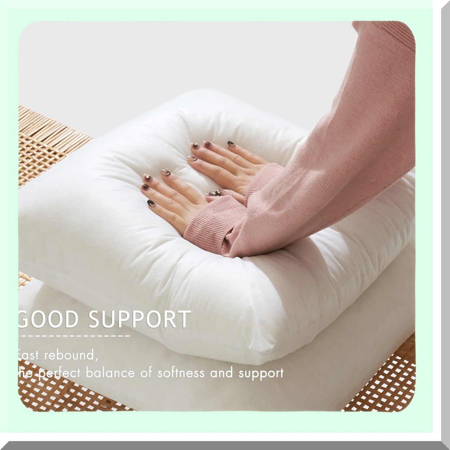 FluffySquare Pillow Set - Premium Inserts for Living Room Sofa Couch Bed - Decorative Throw Pillows - Sham Stuffer - 18x18 - Pack of 2