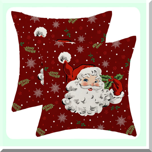 Winter Wonderland Red Snowflake Pillow Covers - Set of 2 18x18 Inch Xmas Holiday Decorative Throw Pillows for Couch and Bed