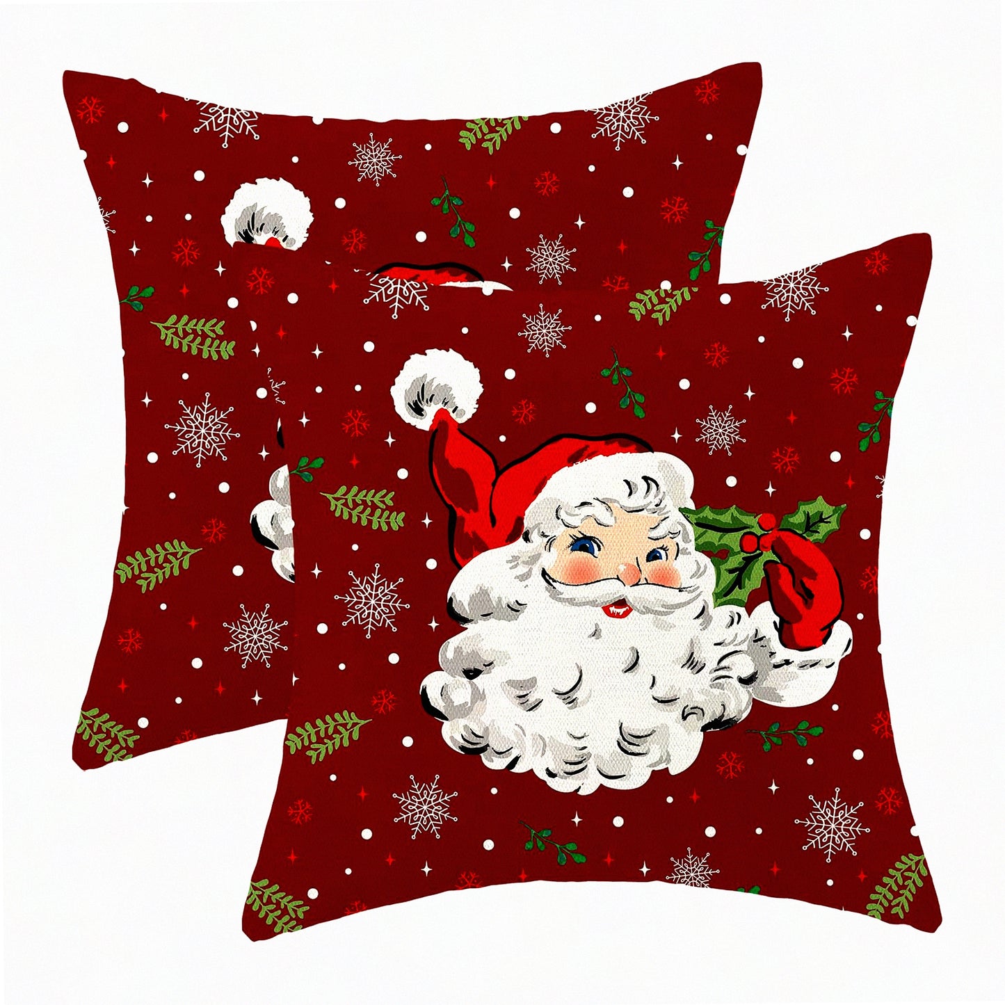 Winter Wonderland Red Snowflake Pillow Covers - Set of 2 18x18 Inch Xmas Holiday Decorative Throw Pillows for Couch and Bed