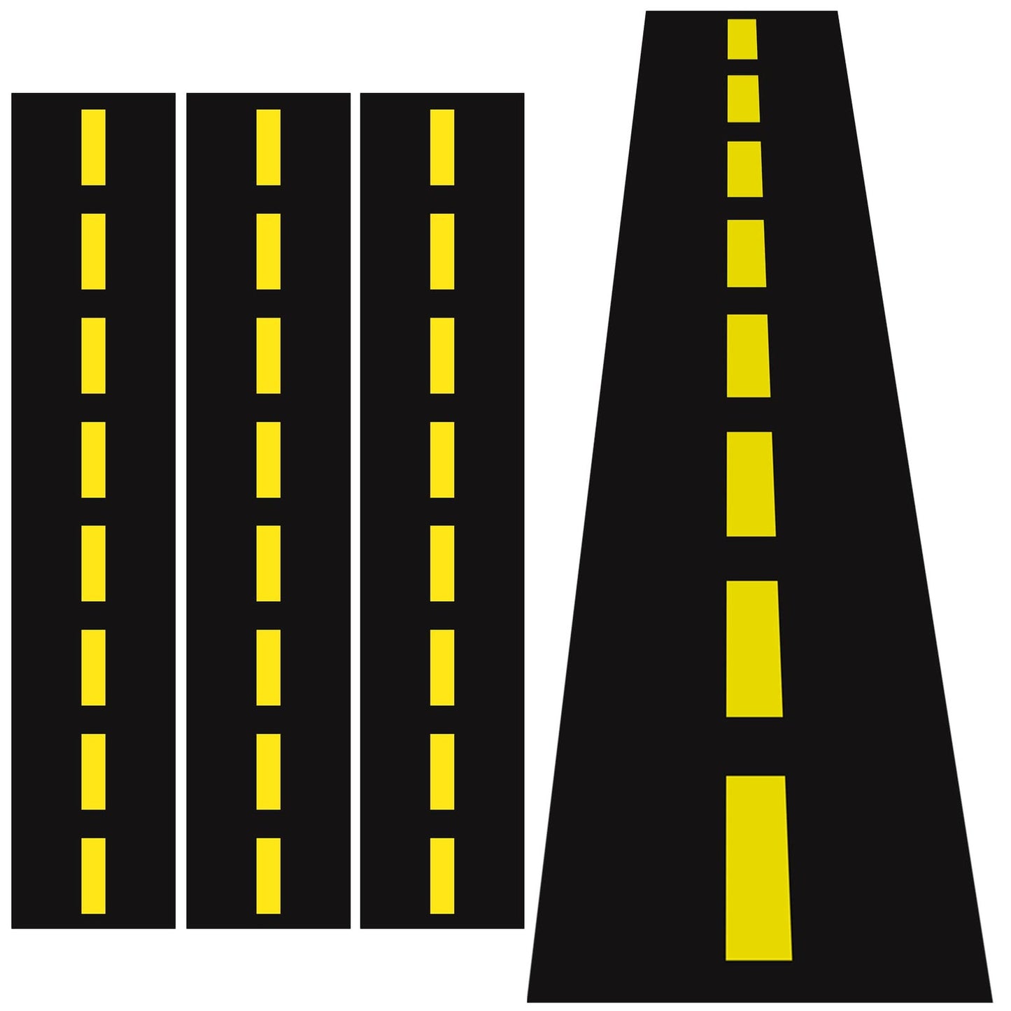 Construction Raceway Table Runners - Set of 3 | Car Birthday Party Decorations | Racetrack Floor Tablecloths | Runway Theme Party Supplies | 10x1.5 ft, Black & Yellow
