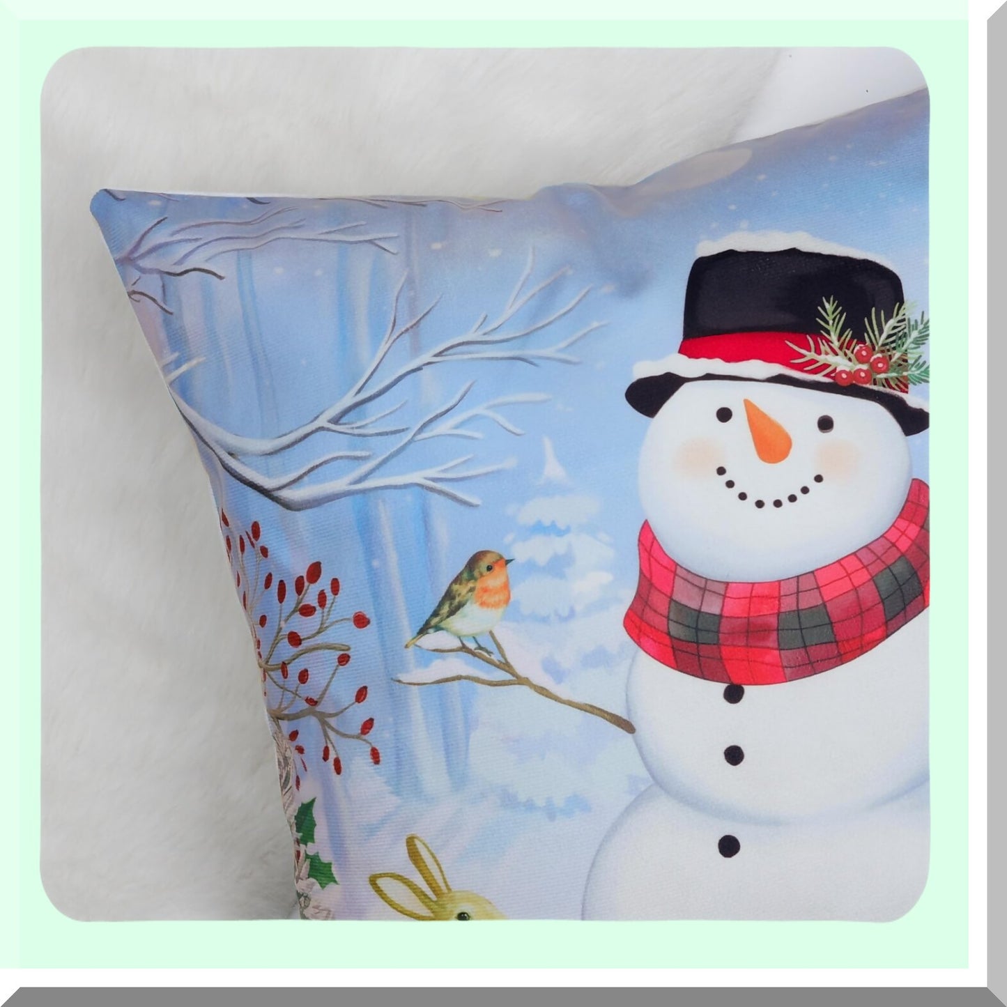 Snowy Pine Tree Winter Holiday Throw Pillow Covers - Set of 4 - 18x18 Inch Decorative Pillows for Couch Sofa Bed Home Decor