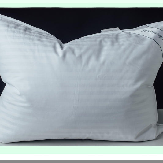 Luxury Comfort Stripe Pillow - Goose Blend Polyester 100% Cotton, Medium Soft Support Standard Pack of 1, White - Sleep Better Tonight!