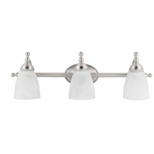 23" 3-Light Vanity Fixture Nickel with Alabaster Shades