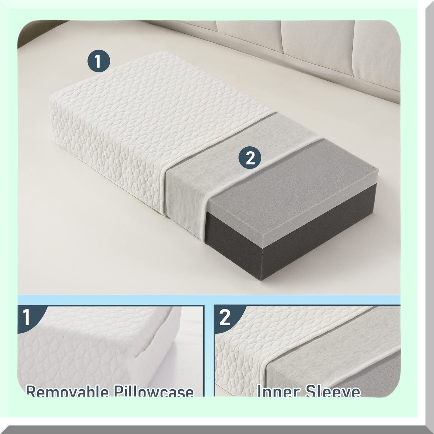 Arctic Chill Side Sleeper Pillow - Memory Foam Cooling Pillow for Neck Pain Relief - Supportive Head and Neck Pillow 12"x24"x5"