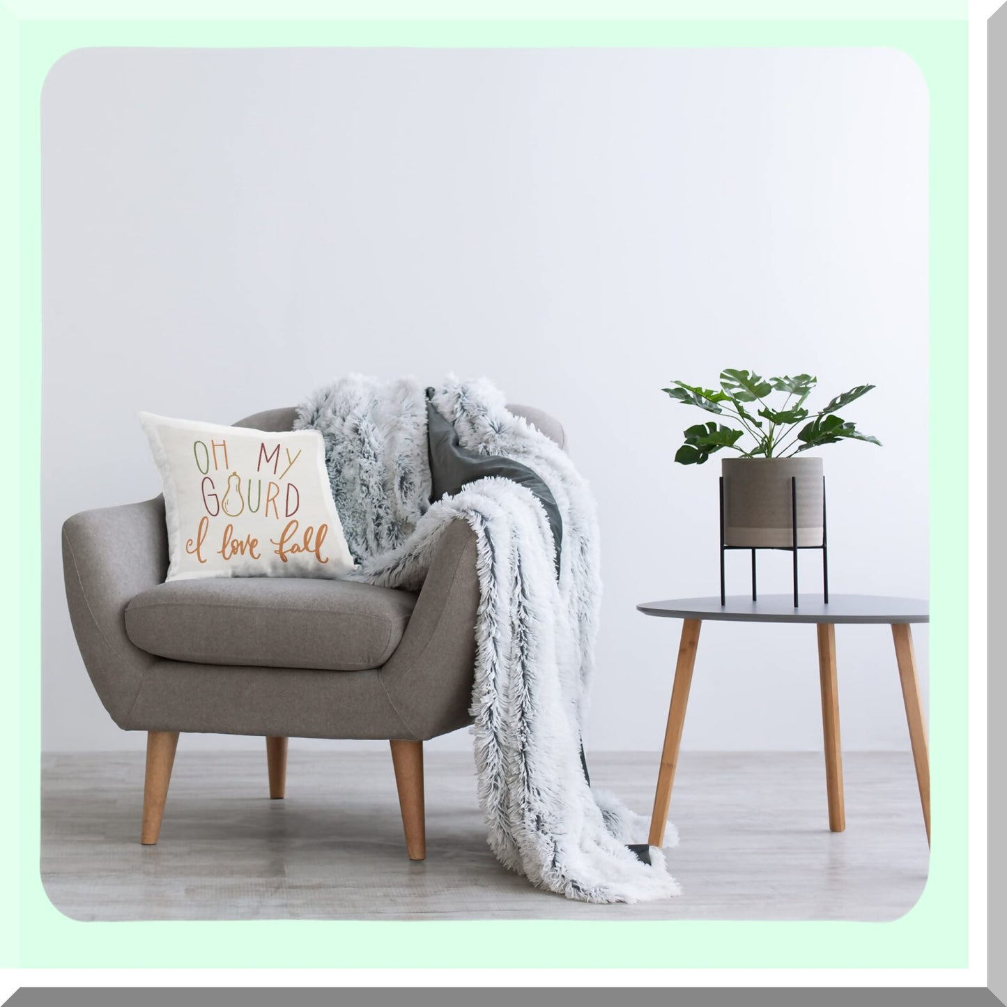 Autumn Harvest Calligraphy Throw Pillow - Fall Decorative Cushion Cover - 18x18 Beige - Fearfully Made Creations - Gourd Design