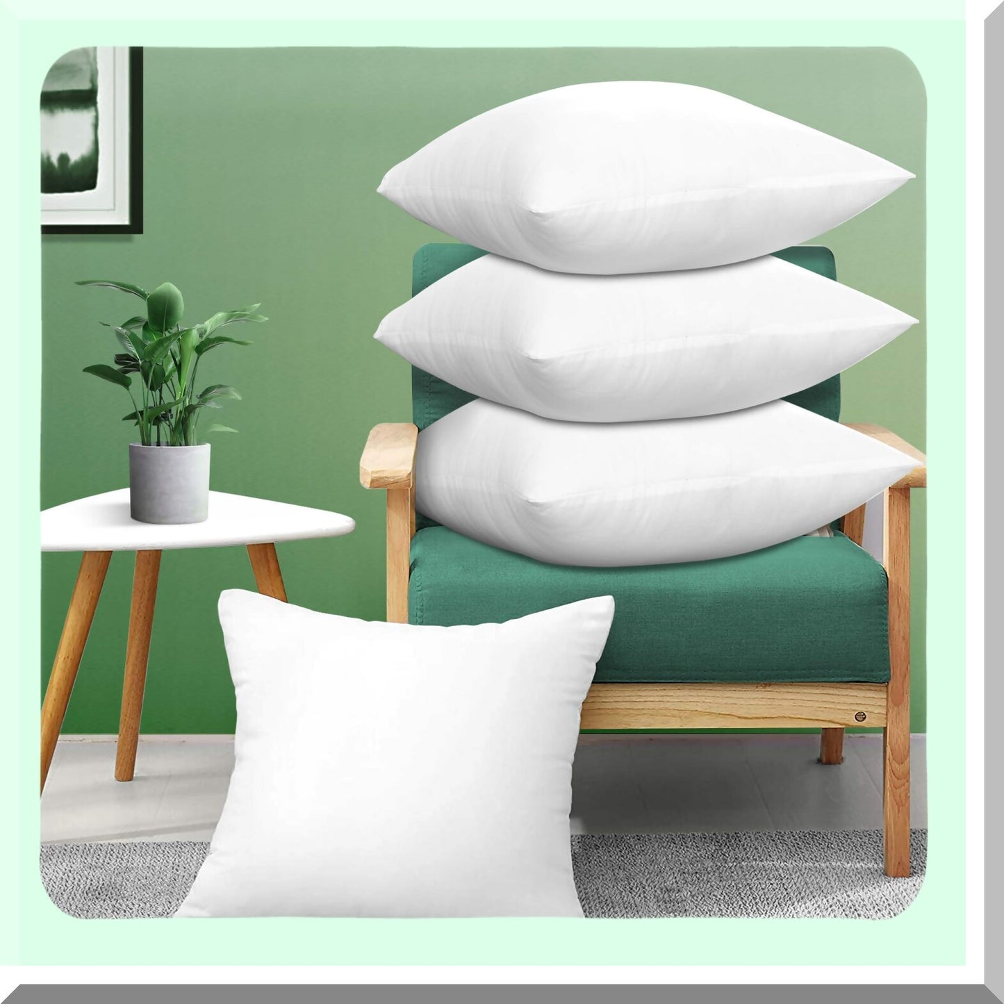 Luxury Square Cushion Inserts Set - Plush Sofa Bed Pillows, 24x24 Size, Premium Quality, Decorative White Throw Pillow Inserts for Couch Chairs - Pack of 4