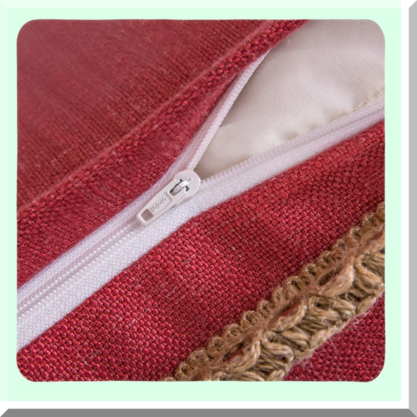 Rustic Farmhouse Burlap Linen Pillow Covers - Set of 2 Decorative Throw Pillow Covers with Tailored Edges - Red 20x20 inches, 50x50 cm