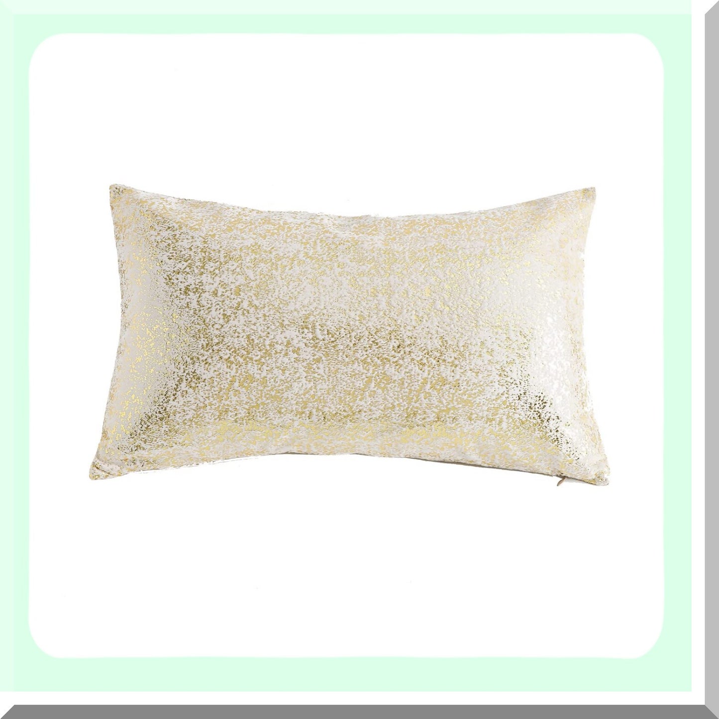 Gold Sparkle Velvet Accent Pillow Cover - Metallic F Print Lumbar Cushion Case for Bedroom & Sofa - Hidden Zipper Closure - Soft Decorative Rectangle Throw Pillow - Cream - 12 x 20 - 1 Pack